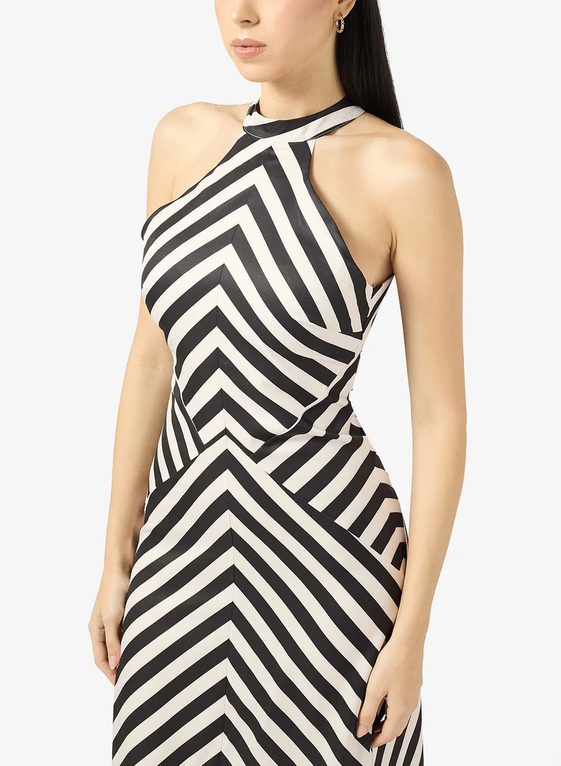 Ella  Geometric Print Halter Neck Dress for Women | Best Price UAE
